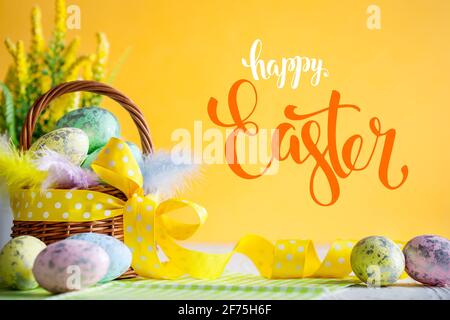 Happy Easter. Congratulatory easter background. Selective focus Stock Photo