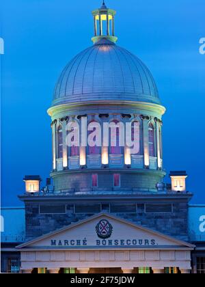 Canada,Quebec, Montreal, Old Montreal, Cupola of the Palladian style building began in 1844 as a two- story domed  public market. Stock Photo