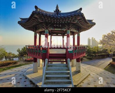 Scenery of Haemaru pavillion in haeundae, Busan, South Korea, Asia. Stock Photo