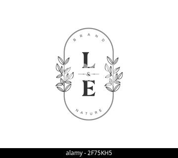 LE letters Beautiful floral feminine editable premade monoline logo ...