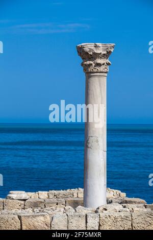 Ukraine, Crimea, Sevastopol, Ancient City of Khersoness, Ruins of ancient theatre Stock Photo