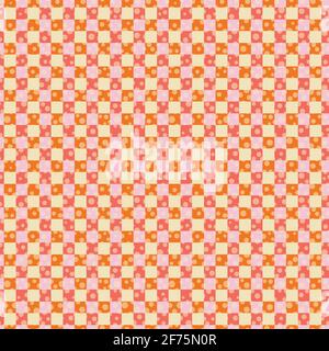 A warm colored gingham wiith polka dots Stock Vector