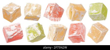 Turkish Delight isolated on white background Stock Photo