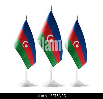 Small national flags of the Azerbaijan on a white background Stock Photo