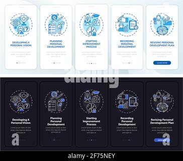 Personal development onboarding mobile app page screen with concepts Stock Vector