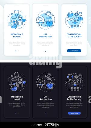 Adult development onboarding mobile app page screen with concepts Stock Vector