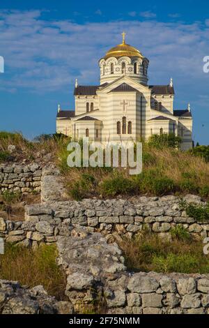 Ukraine, Crimea, Sevastopol, Ancient City of Khersoness, St Vladimir's Cathedral Stock Photo