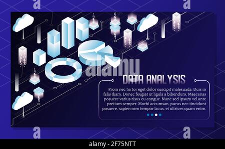 Data analysis vector isometric illustration Stock Vector