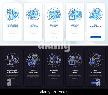 Human being needs onboarding mobile app page screen with concepts Stock Vector
