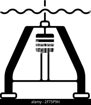 Hydraulically damped gravity corer black linear icon Stock Vector