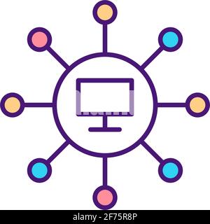 Computer networking RGB color icon Stock Vector