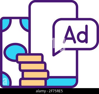 Paid advertising RGB color icon Stock Vector