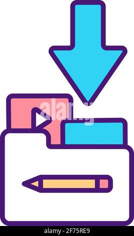 DLC content RGB color icon Stock Vector