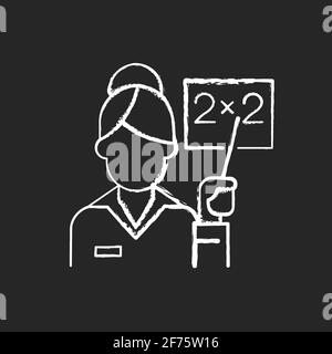Pink collar worker chalk white icon on black background Stock Vector