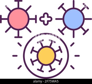 Virus mutation process RGB color icon Stock Vector