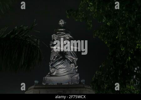 Night View of Statue of Mahatma Gandhi, Gandhi Maidan, Patna, Bihar, India Stock Photo