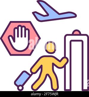 Airports stop working RGB color icon Stock Vector