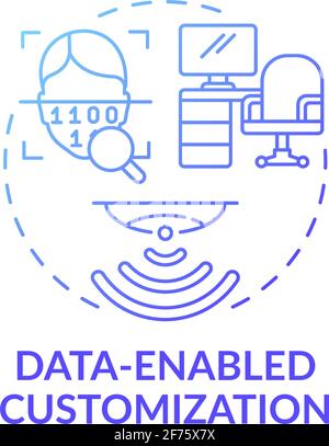 Data-enabled customization concept icon Stock Vector