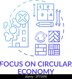 Focusing on circular economy concept icon Stock Vector