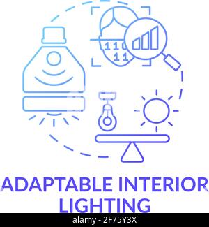Adaptable interior lighting concept icon Stock Vector