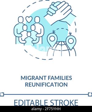 Migrant family reunification concept line icons with text Stock Vector ...