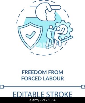 Freedom from forced labour blue concept icon Stock Vector