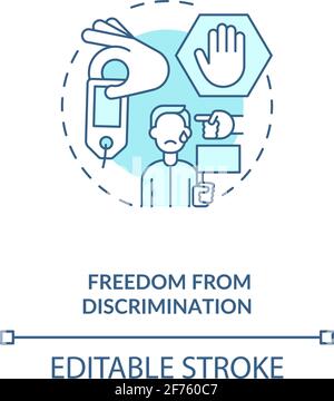 Freedom from discrimination blue concept icon Stock Vector