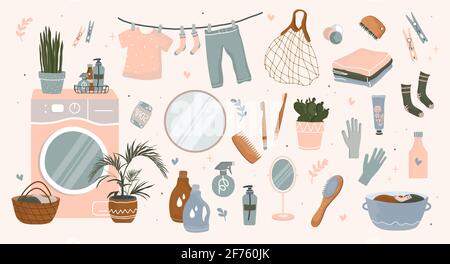 Bath accessories for body care.  Stock Vector