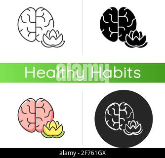 Practicing mindfulness icon Stock Vector