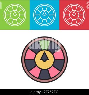 Lucky wheel icon isolated on color background. Vintage style drawing. Vector Illustration Stock Vector