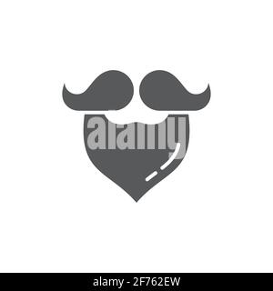 Mustache and beard icon isolated on color background. Barbershop symbol. Facial hair style. Vintage style drawing. Vector Illustration Stock Vector