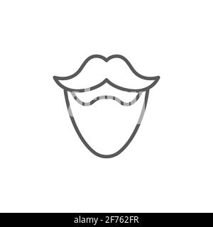Mustache and beard icon isolated on color background. Barbershop symbol. Facial hair style. Vintage style drawing. Vector Illustration Stock Vector
