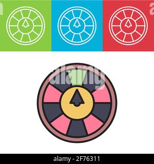 Lucky wheel icon isolated on color background. Vintage style drawing. Vector Illustration Stock Vector