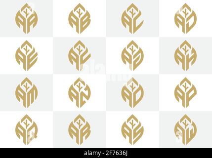 Initial letter with abstract leaf logo sign symbol Stock Vector