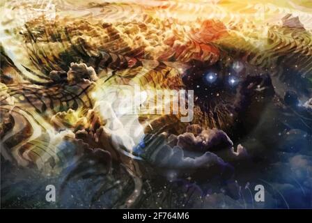 abstract painted background, a look into the universe. Vector illustration Stock Vector