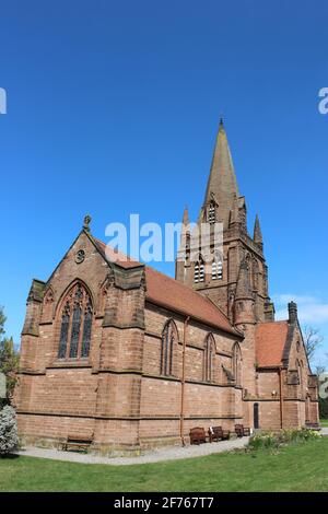 St Bartholomew's Church in the village of Thurstaston, Wirral, Merseyside, England. Stock Photo