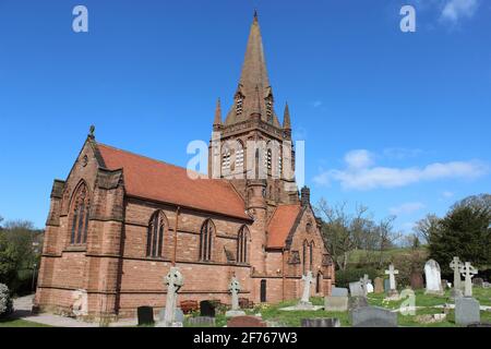 St Bartholomew's Church in the village of Thurstaston, Wirral, Merseyside, England. Stock Photo