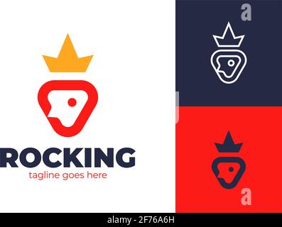 King rocket logo. Simple Rocket and King Crown vector Logo Icon Design. Stock Vector