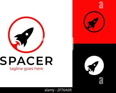 Rocket logo. Rocket launch circle logo design vector template. Start up logotype, Think outside the circle logotype, logistic and delivery logoRocket Stock Vector
