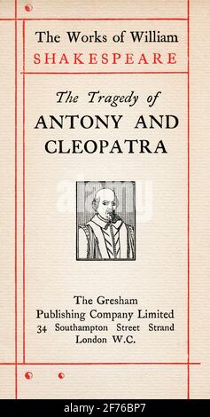 Title page from the Shakespeare play Antony and Cleopatra.  From The Works of William Shakespeare, published c.1900 Stock Photo