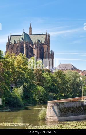 The Cathedral of Saint Stephen (French: Cathédrale Saint Étienne de Metz), is a Roman Catholic cathedral in Metz, capital of Lorraine, France. Stock Photo