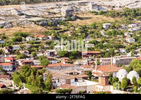 Top view of the Khan's palace and the city of Bakhchisaray Stock Photo