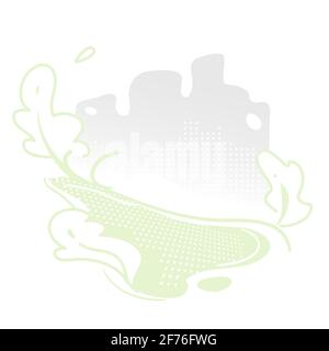 Abstract city green fluid shape background. Eco textured design backdrop. Plant minimal art style. Modern graphic element isolated on white. Urban Stock Vector