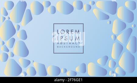 vector illustration of water drops convex texture with blank space in the middle. Abstract liquid background design template. Golden and blue gray Stock Vector