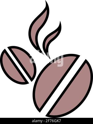 Coffee beans icon. Hot invigorating drink. Vector isolated illustration with outline Stock Vector