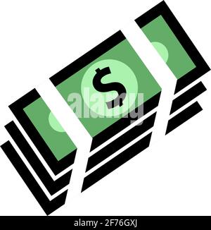 Icon with dollar paper bills. Financial investments and banking. Vector isolated illustration Stock Vector