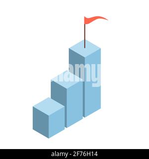 Career ladder in isometric style on a white background. Business concept. Vector isolated illustration Stock Vector