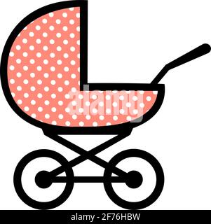 Baby carriage icon on white background. A symbol of the birth of a child, maternal care and love. Vector isolated illustration Stock Vector