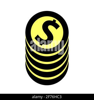Increase in financial profit. Growing wealth. A stack of coins. Vector isolated illustration icon in a simple style. Stock Vector
