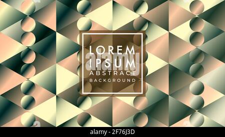 Vector illustration of repeating vintage metallic triangular and ellipse shape. Ancient dark gold color gradient. Abstract geometric background design Stock Vector